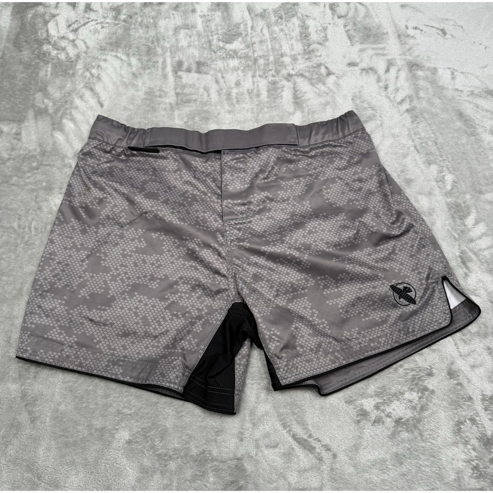 Hayabusa Fight Shorts Mens 2XL XXL Gray Hex MMA Jiu Jitsu Boxing Muay Thai Gym